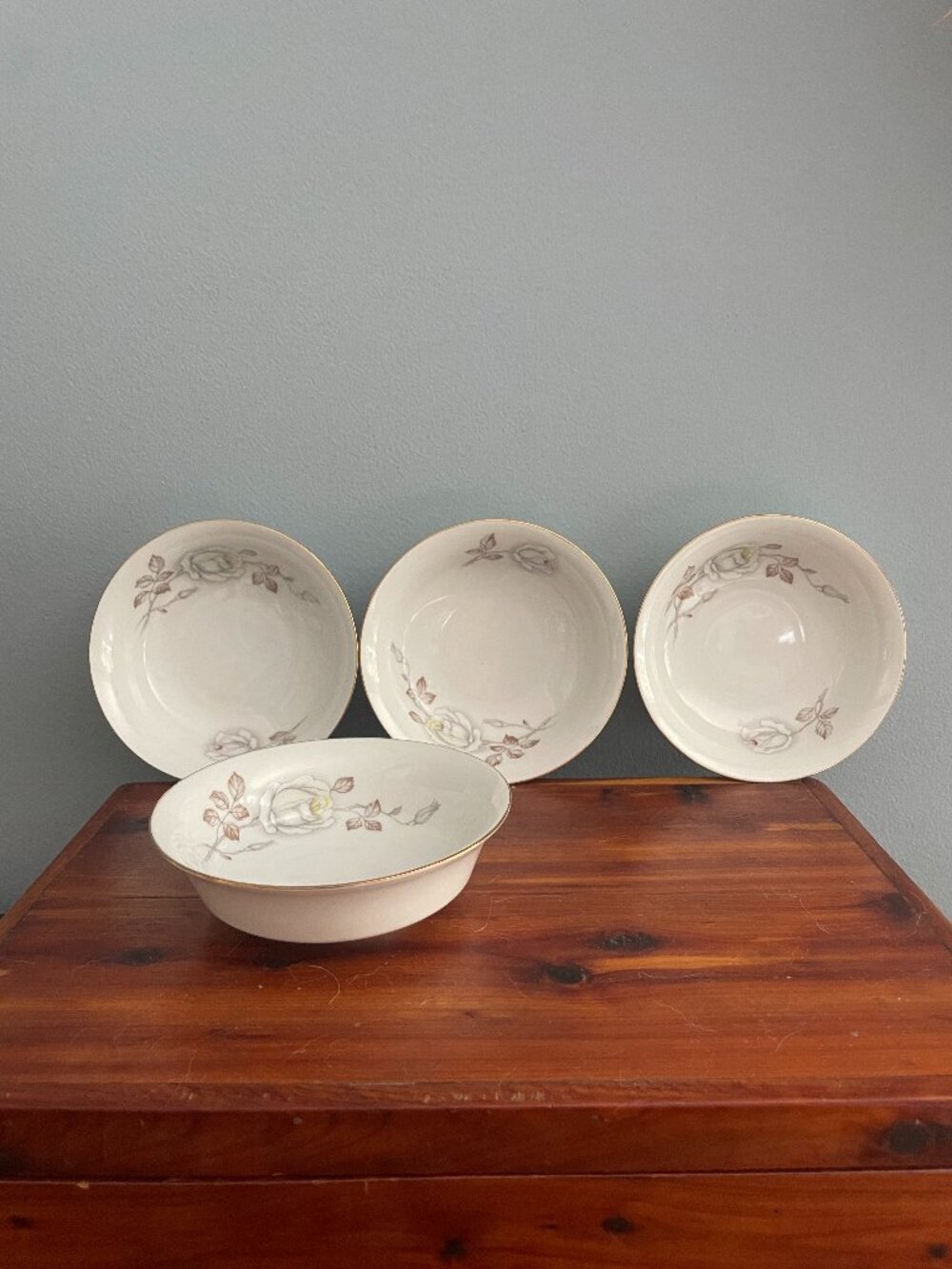 Set 4 Sweetheart Rose Bowls Dessert Johann Haviland Bavaria Germany 4.75 Inch